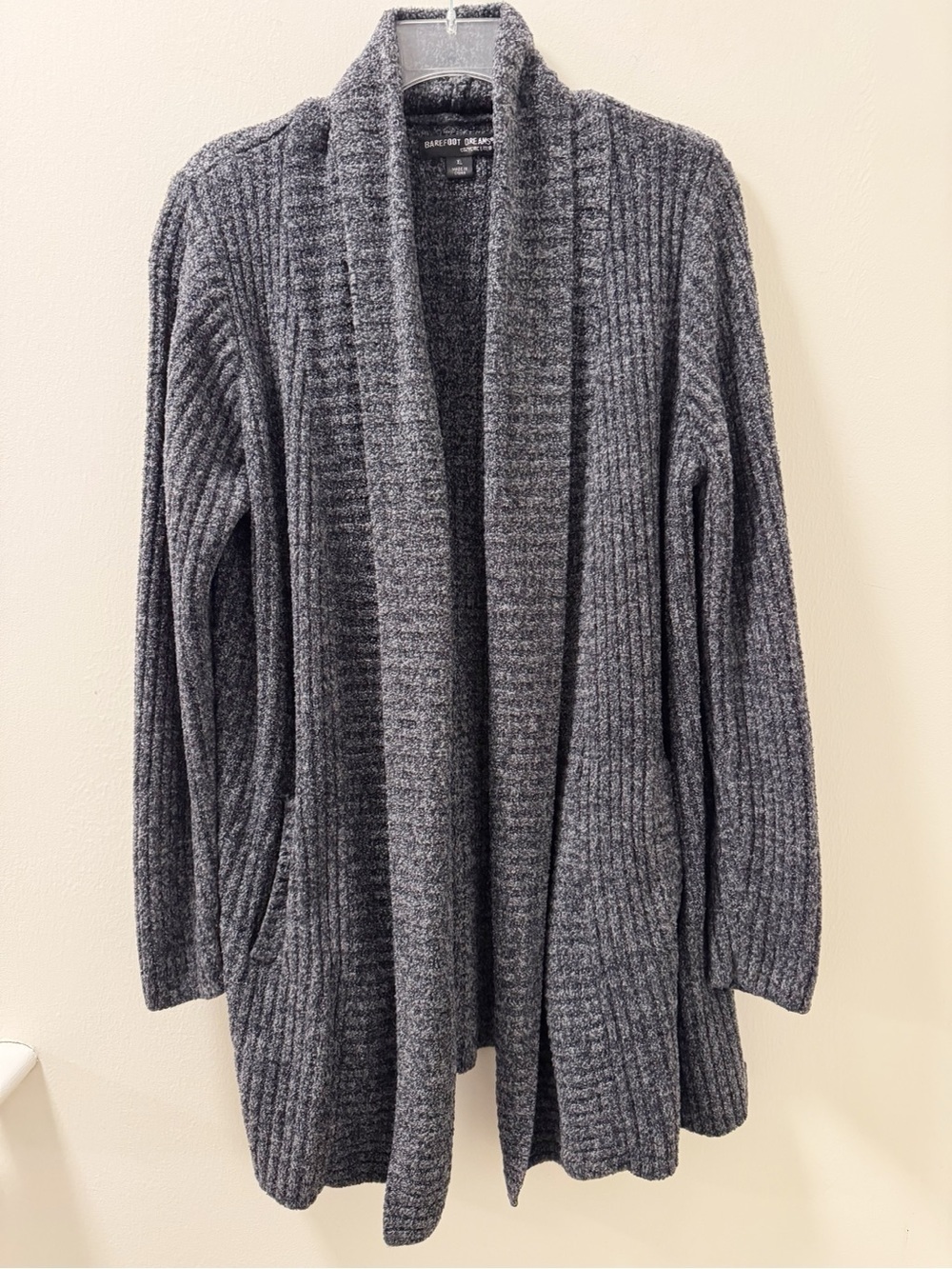 Barefoot Dreams Cozyfit Lite Ribbed Knit Open Front Cardigan - Size XL